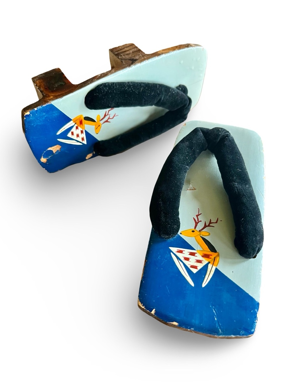 Vintage 1940s 1950s Japanese Wooden Geta Sandals Hand Painted Child Size “As Is” - Picture 6 of 7
